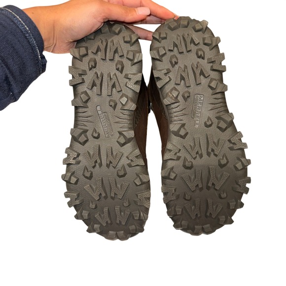 Merrell Thermo Kiruna Mid Waterproof Hiking Boots Brown Teal Leather Womens 9 - Picture 7 of 8